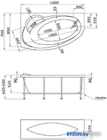 Ванна MarkaOne Julianna 160x95 R (с каркасом и экраном) - фото2