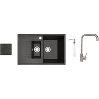 Кухонная мойка БелЭворс Forma R + смеситель W4998-4 + дозатор L405-1 (черный) - фото