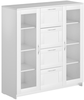 Тумба Mio Tesoro Сириус 2 двери со стеклом и 4 ящика 117x123 2.02.03.400.1 (белый) - фото, картинка Тумба Mio Tesoro Сириус 2 двери со стеклом и 4 ящика 117x123 2.02.03.400.1 (белый) - фото