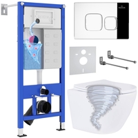 Унитаз подвесной Roxen Antares Tornado в комплекте с инсталляцией StounFix Dual Fresh 6 в 1 968385 (кнопка: хром глянцевый) - фото