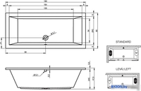 Ванна Riho Lusso 180x80 BA98005 (с ножками и экраном) - фото2