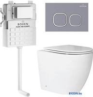 Унитаз приставной Roxen Antares в комплекте с инсталляцией Attach 5 в 1 966977 (кнопка: серый бетон) - фото