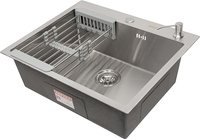Кухонная мойка ARFEKA AF 600*505, коландер, дозатор Satin Nano - фото