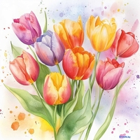 Алмазная мозаика Феникс+ Акварельные тюльпаны 70800 - фото