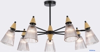 Подвесная люстра Ambrella LH58116/7 BK/LW/SM (черный/светлое дерево/дымчатый) - фото, картинка Подвесная люстра Ambrella LH58116/7 BK/LW/SM (черный/светлое дерево/дымчатый) - фото
