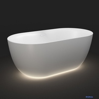 Ванна Wellsee Chic Riviera 149x78 23680402R (отдельностоящая ванна с подсветкой белый глянец, экран, ножки, сифон-автомат глянцевый белый) - фото2