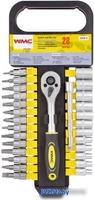 Набор трещотка с головками и битами WMC Tools WMC-2028-5 (28 предметов) - фото