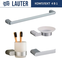 Набор аксессуаров для ванной Lauter 21SH1061 + 21SH1051 + 21SH1101 + 21SH70101 (Chrome, 4 предмета) - фото
