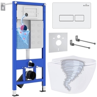 Унитаз подвесной Roxen Antares Tornado в комплекте с инсталляцией StounFix Dual Fresh 6 в 1 968303 (кнопка: белый глянцевый) - фото