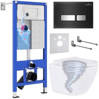 Унитаз подвесной Roxen Antares Tornado в комплекте с инсталляцией StounFix Dual Fresh 6 в 1 968397 (кнопка: черный глянцевый) - фото