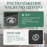 Кухонная мойка Saniteco Terra (графит) - фото2