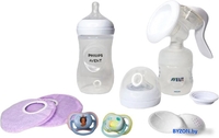 Ручной молокоотсос Philips Avent Natural Comfort с бутылочкой для кормления SCD255/05 - фото, картинка Ручной молокоотсос Philips Avent Natural Comfort с бутылочкой для кормления SCD255/05 - фото
