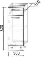 Шкаф напольный Интерлиния Компо НШ30рш1 (бетон лайт) - фото2