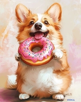 Алмазная мозаика Феникс+ Корги с пончиком 70794 - фото