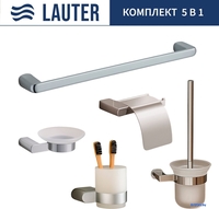 Набор аксессуаров для ванной Lauter 21SH1061 + 21SH1051 + 21SH110А1 + 21SH70101 + 21SH1111 (Chrome, 5 предметов) - фото