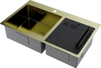 Кухонная мойка Omoikiri Akisame 86-2 Side lg (светлое золото) - фото2