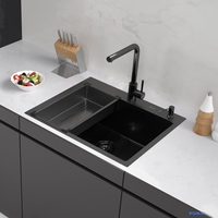 Кухонная мойка ARFEKA Eco AR мойка 600*500, коландер G, дозатор Black Decor Millet - фото