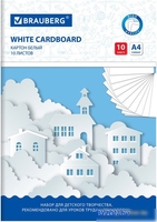 Набор белого картона BRAUBERG Домики 113564 (10 л) - фото