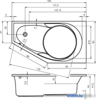 Ванна Riho Yukon 160x90 BA35 (левая, с ножками) - фото2