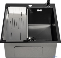 Кухонная мойка Saniteco 5060 PVD (с сифоном, дозатором и коландером) - фото