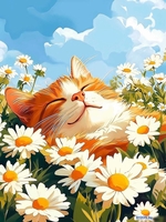 Алмазная мозаика Феникс+ Кот и ромашки 70817 - фото