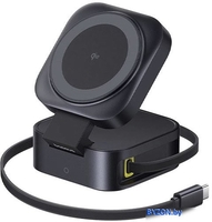 Сетевое зарядное Baseus PicoGo Series 2-in-1 Magnetic Wireless Charger Qi2 67W P10276800123-00 (черный) - фото, картинка Сетевое зарядное Baseus PicoGo Series 2-in-1 Magnetic Wireless Charger Qi2 67W P10276800123-00 (черный) - фото