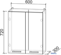 Шкаф навесной Интерлиния Компо ВШС60-720-2дв (дуб веллингтон) - фото2