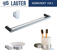Набор аксессуаров для ванной Lauter 21SH1061 + 21SH1051 + 21SH1091 + 21SH7021 (Chrome, 4 предмета) - фото