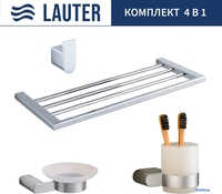 Набор аксессуаров для ванной Lauter 21SH1061 + 21SH1051 + 21SH1091 + 21SH1151 (Chrome, 4 предмета) - фото