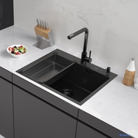 Кухонная мойка ARFEKA Eco AR мойка 600*500, коландер G, дозатор Black Decor - фото