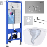 Унитаз подвесной Roxen Antares Tornado в комплекте с инсталляцией StounFix Dual Fresh 6 в 1 968345 (кнопка: хром матовый) - фото