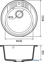 Кухонная мойка GranFest Rondo 520 (иней) - фото2