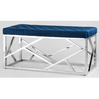 Пуфик Stool Group Арт Деко Bench-016 (вельвет синий/сталь серебристый) - фото