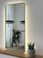 Зеркало с подсветкой eMZe Smartphone 45x77 LED.UV.SMART.45.77.AUR (золото с УФ-окантовкой и подсветкой) - фото