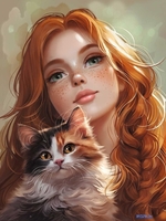 Алмазная мозаика Феникс+ Рыженькая с кошечкой 70815 - фото