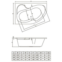 Ванна Bonito Home Arizona 160x105 R (с ножками) - фото2