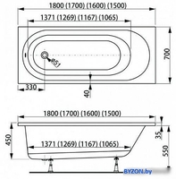 Ванна VagnerPlast Kasandra 180x70 (с каркасом и экраном) - фото2