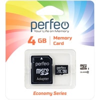 Карта памяти Perfeo microSDHC PF4GMCSH10AES 4GB (с адаптером) - фото