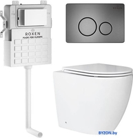 Унитаз приставной Roxen Antares в комплекте с инсталляцией Attach 5 в 1 967074 (кнопка: оружейная сталь) - фото