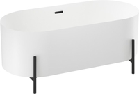 Ванна Wellsee FR.Euphoria 2.0 166x77 235501003 (отдельностоящая ванна белый глянец, экран, ножки матовый черный, сифон-автомат матовый черный) - фото2