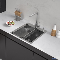 Кухонная мойка ARFEKA Eco AR мойка 450*500, коландер G, дозатор Satin Decor Millet - фото