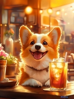 Алмазная мозаика Феникс+ Корги с лимонадом 70818 - фото