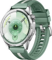 Умные часы Huawei Watch GT 6 46 мм (серебристый, с зеленым плетеным ремешком, международная версия) - фото