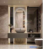 Зеркало eMZe Led с подсветкой и УФ-окантовкой 50x100 LED.UV.ARC.50.100.AUR (золото) - фото2