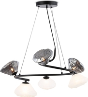 Подвесная люстра Ambrella LH15003/6 BK/FR/SM (черный/белый матовый/дымчатый) - фото, картинка Подвесная люстра Ambrella LH15003/6 BK/FR/SM (черный/белый матовый/дымчатый) - фото