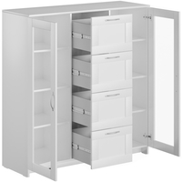 Тумба Mio Tesoro Сириус 2 двери со стеклом и 4 ящика 117x123 2.02.03.400.1 (белый) - фото2, картинка2 Тумба Mio Tesoro Сириус 2 двери со стеклом и 4 ящика 117x123 2.02.03.400.1 (белый) - фото2