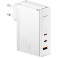 Сетевое зарядное Baseus GaN5 Pro Fast Charger 2C+U 140W EU (белый) - фото, картинка Сетевое зарядное Baseus GaN5 Pro Fast Charger 2C+U 140W EU (белый) - фото