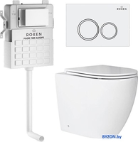 Унитаз приставной Roxen Antares в комплекте с инсталляцией Attach 5 в 1 966869 (кнопка: белый глянец с хромированной окантовкой клавиш) - фото
