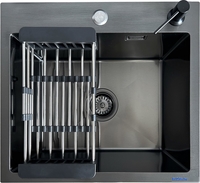 Кухонная мойка Blantek LS-5044B Nano black (набор) - фото
