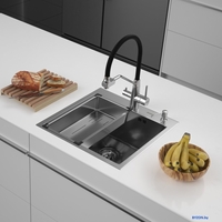 Кухонная мойка ARFEKA Eco AR мойка 500*500, коландер G, дозатор Satin - фото